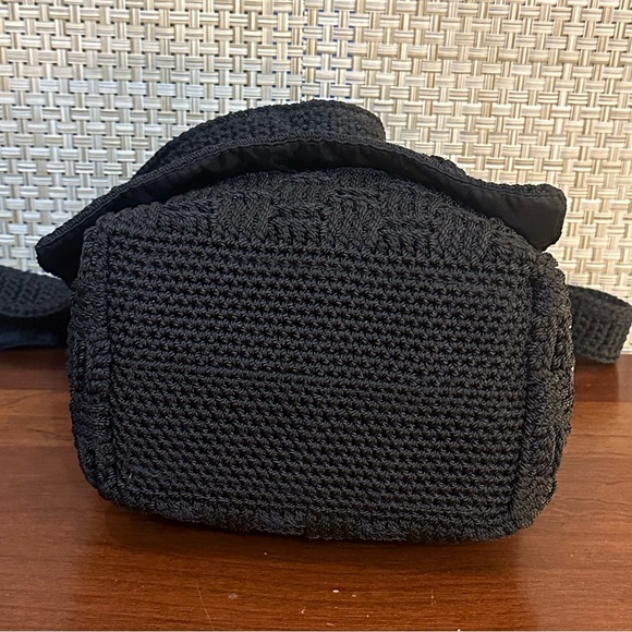 🌟HP🌟VTG 2000 Y2K The Sak Black Basket Weave Messenger Style Shoulder Bag - Picture 14 of 15